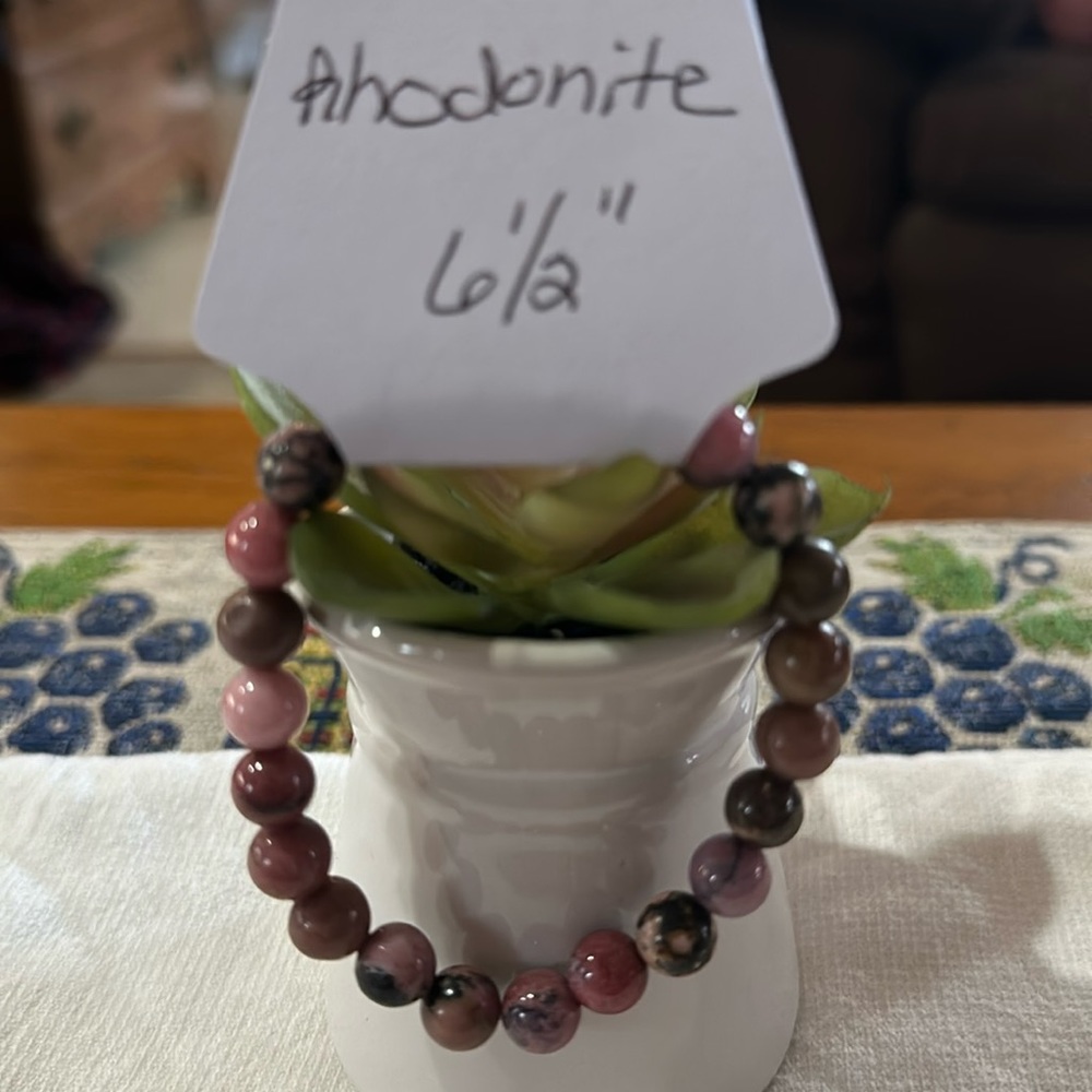 Hand Crafted Rhodonite Stretch Bracelet